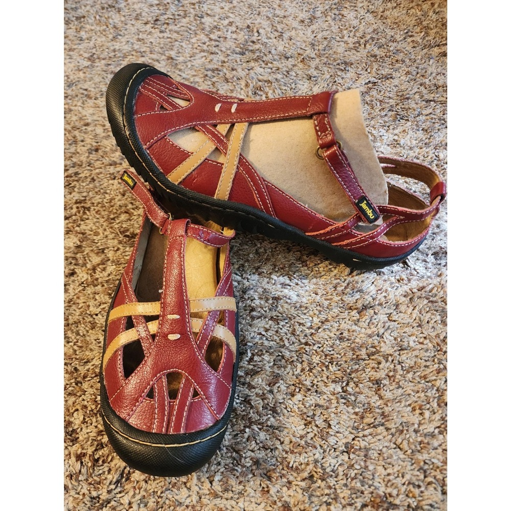Jambu Dune Burgundy Leather Mary Jane Fisherman Flats Women's 8.5M‎ NWOT